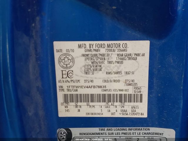 2010 FORD F-150 1FTFW1EV4AFB78835 Photo 8