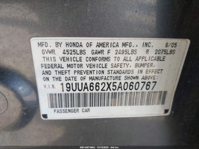 2005 ACURA TL 19UUA662X5A060767 Photo 8