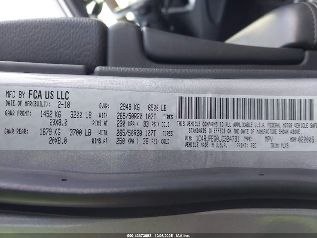 1C4RJFBG0JC324731 Jeep Grand Cherokee Sterling Edition 4x4