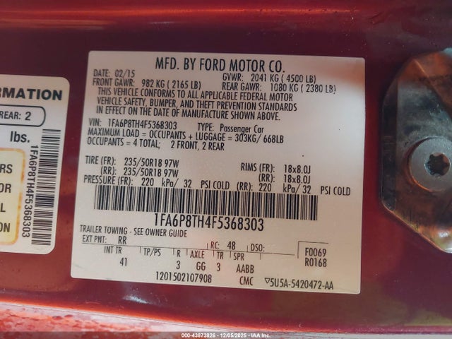 Ford Mustang Ecoboost 2015 1FA6P8TH4F5368303 Image 9