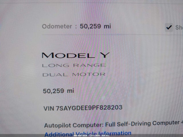 Продажа на аукционе авто 2023 Tesla Model Y Awd/long Range Dual Motor All-wheel Drive, vin: 7SAYGDEE9PF828203, номер лота: 43873836