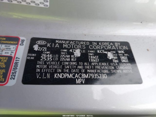 2021 KIA SPORTAGE KNDPMCAC8M7935230 Photo 8