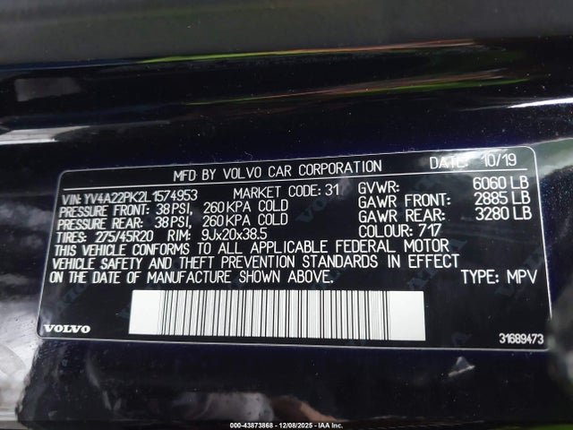 2020 VOLVO XC90 YV4A22PK2L1574953 Photo 8