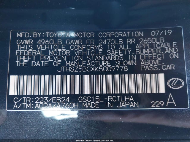 2019 LEXUS RC 350 JTHSZ5BCXK5009778 Photo 8