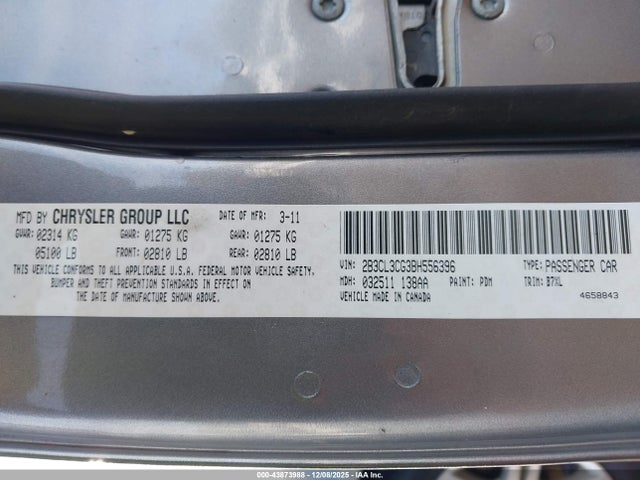 Продажа на аукционе авто 2011 Dodge Charger, vin: 2B3CL3CG3BH556396, номер лота: 43873988