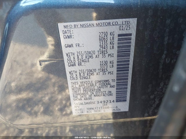 5N1AL1HU0SC349214 Infiniti Qx60 Autograph Awd