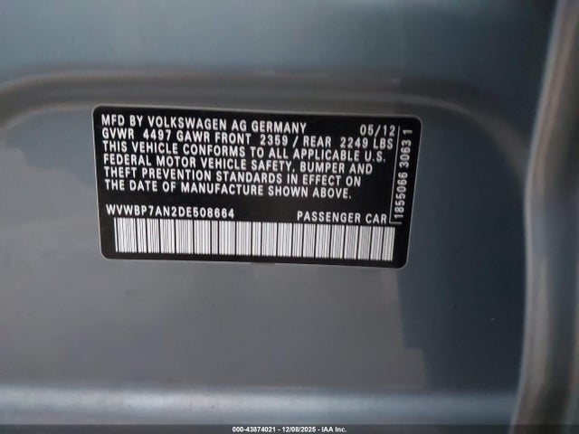 2013 VOLKSWAGEN CC WVWBP7AN2DE508664 Photo 8