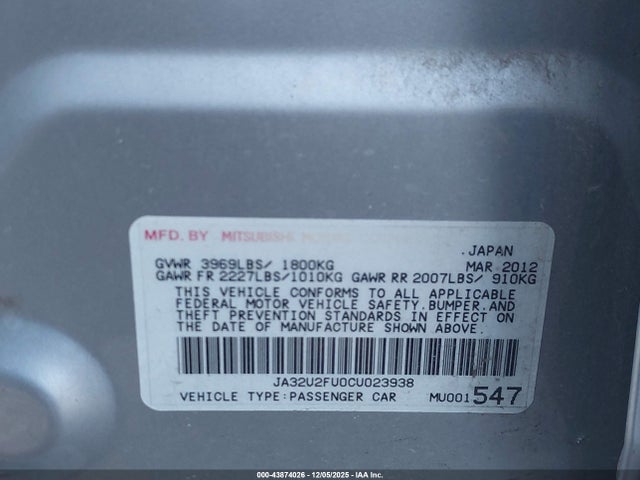 2012 MITSUBISHI LANCER JA32U2FU0CU023938 Photo 8
