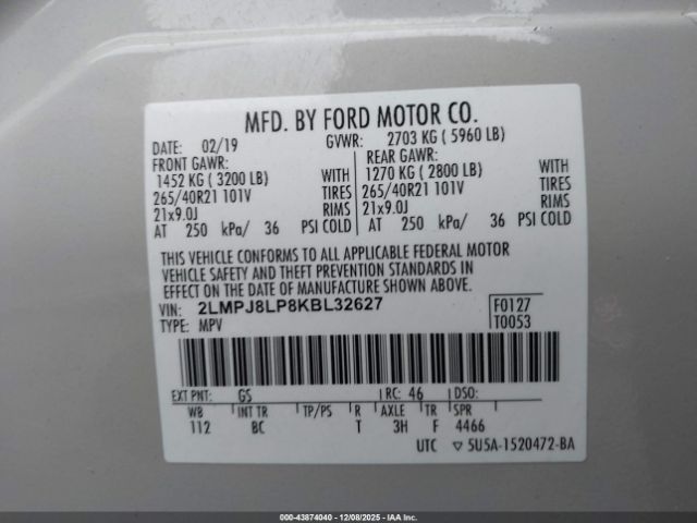 2019 LINCOLN NAUTILUS 2LMPJ8LP8KBL32627 Photo 8