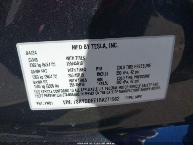2024 TESLA MODEL Y 7SAYGDEE1RA271982 Photo 8