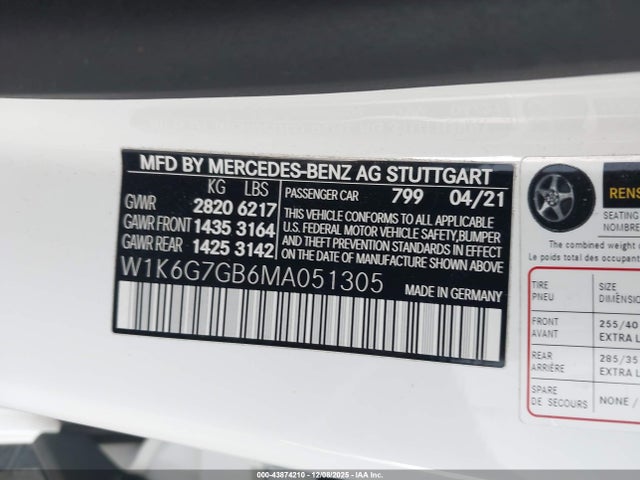 W1K6G7GB6MA051305 Mercedes-Benz S 580 4matic
