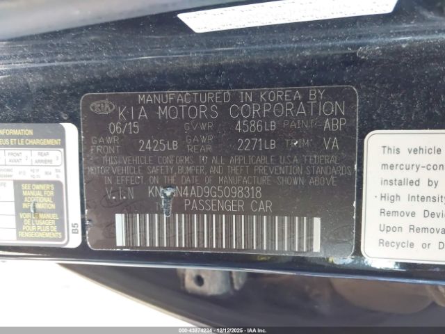 2016 KIA OPTIMA HYBRID KNAGN4AD9G5098318 Photo 8