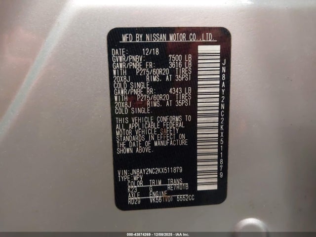 JN8AY2NC2KX511879 Nissan Armada Sl