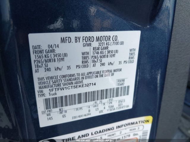 2014 FORD F-150 1FTFW1CT5EKE32714 Photo 8