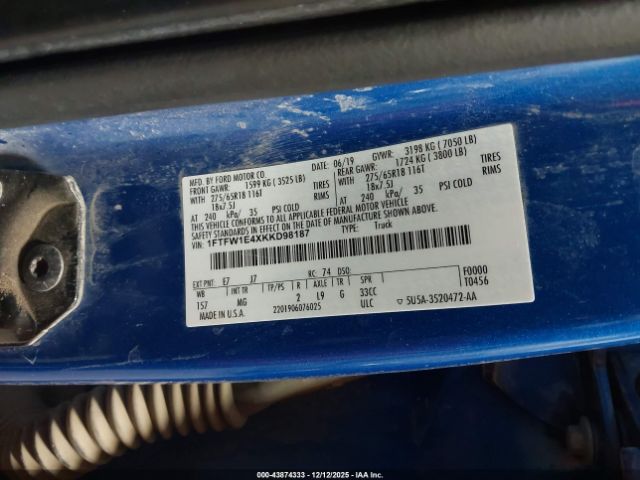 2019 FORD F-150 1FTFW1E4XKKD98187 Photo 8