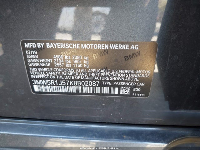 2019 BMW 330I 3MW5R1J57K8B02087 Photo 8