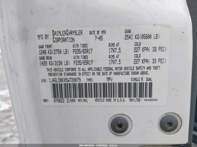 2005 JEEP LIBERTY 1J4GL58K05W720079 Photo 8