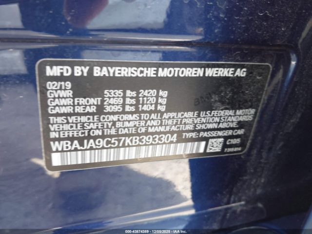 2019 BMW 530E WBAJA9C57KB393304 Photo 8