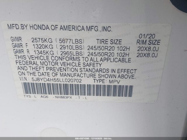 2020 ACURA MDX 5J8YD4H55LL020702 Photo 8
