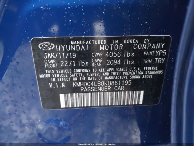 2019 HYUNDAI ELANTRA KMHD04LB8KU861195 Photo 8