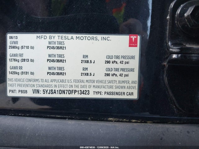 2013 TESLA MODEL S 5YJSA1DN7DFP13423 Photo 8