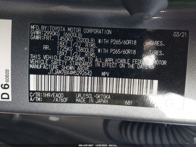 2021 LEXUS GX 460 JTJAM7BX4M5292642 Photo 8