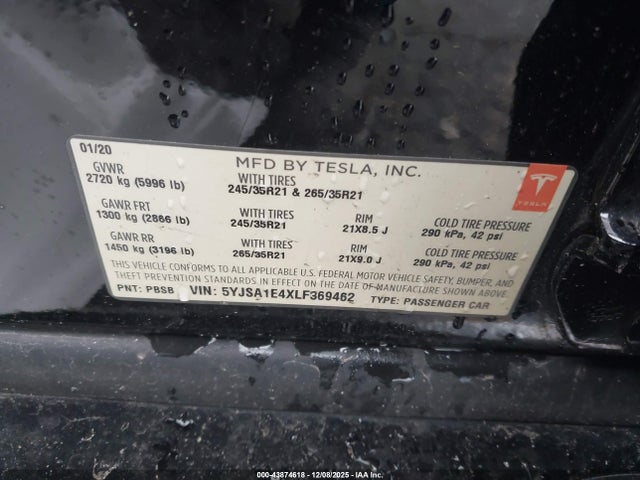 2020 TESLA MODEL S 5YJSA1E4XLF369462 Photo 8