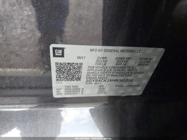 2017 CADILLAC ESCALADE 1GYS4CKJXHR363315 Photo 8