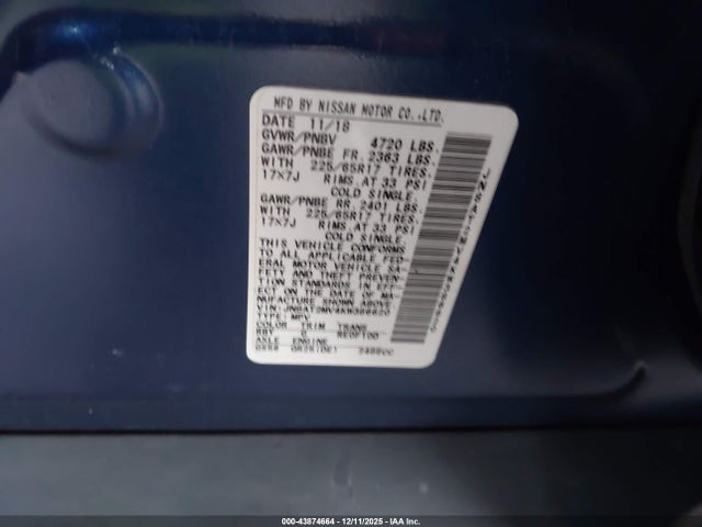 JN8AT2MV4KW386620 Nissan ROGUE S