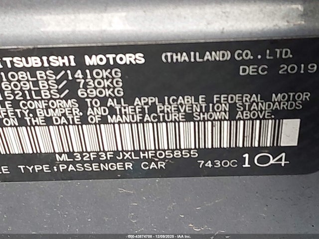 2020 MITSUBISHI MIRAGE G4 ML32F3FJXLHF05855 Photo 8