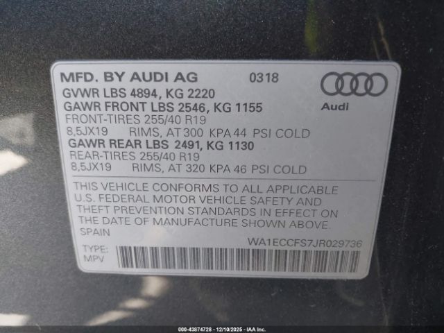 2018 AUDI Q3 WA1ECCFS7JR029736 Photo 8