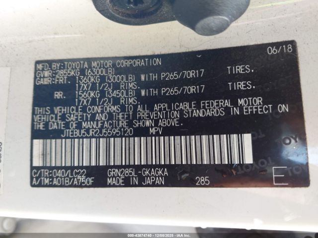 2018 TOYOTA 4RUNNER JTEBU5JR2J5595120 Photo 8