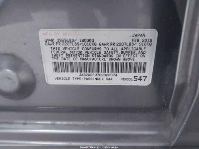 2012 MITSUBISHI LANCER JA32U2FU7CU022074 Photo 8