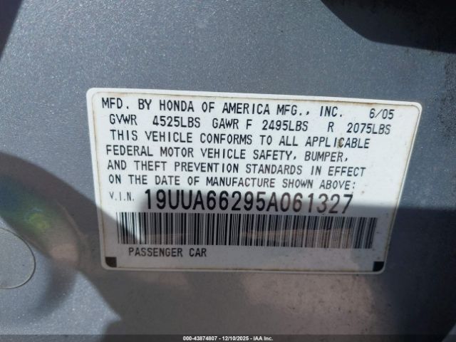 2005 ACURA TL 19UUA66295A061327 Photo 8