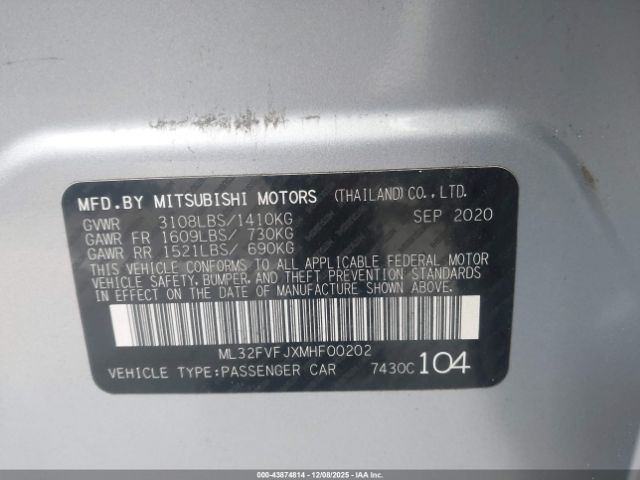 2021 MITSUBISHI MIRAGE G4 ML32FVFJXMHF00202 Photo 8