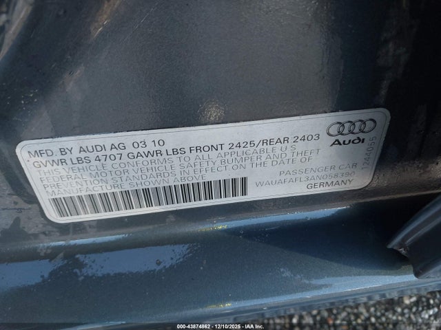 2010 AUDI A4 WAUAFAFL3AN058390 Photo 8