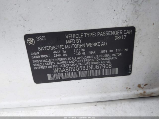 2018 BMW 330I WBA8D9G58JNU67908 Photo 8