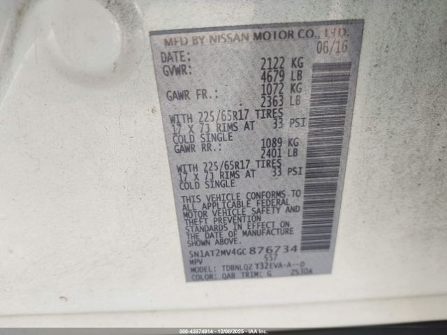 2016 NISSAN ROGUE 5N1AT2MV4GC876734 Photo 8