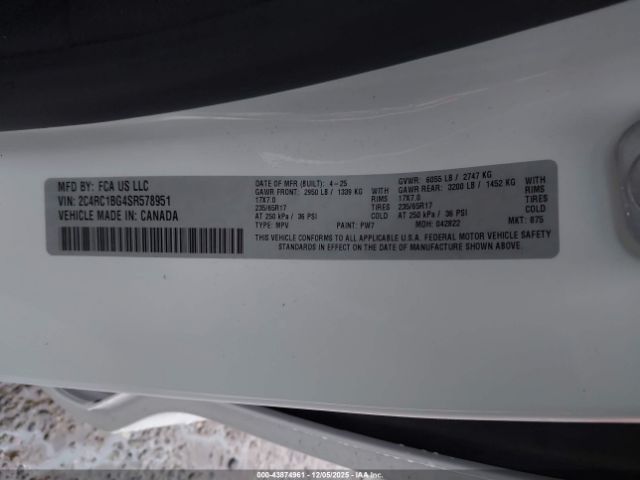 2025 CHRYSLER PACIFICA 2C4RC1BG4SR578951 Photo 8