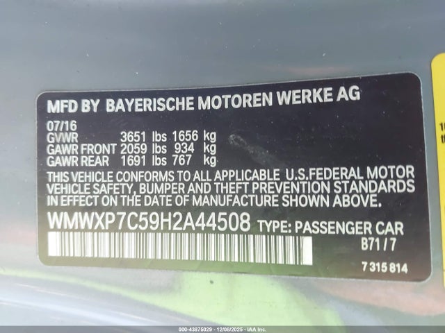 2017 MINI HARDTOP WMWXP7C59H2A44508 Photo 8