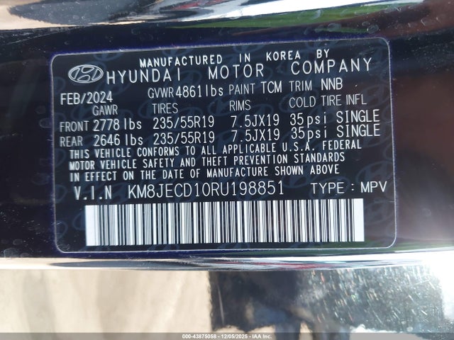 KM8JECD10RU198851 Hyundai Tucson Hybrid Limited