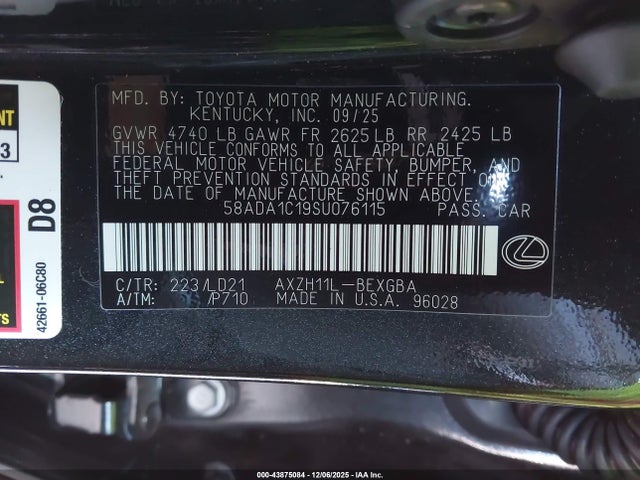 2025 LEXUS ES 300H 58ADA1C19SU076115 Photo 8