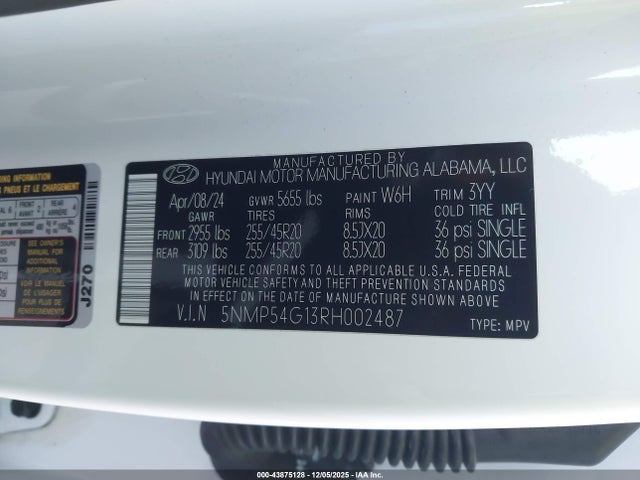 5NMP54G13RH002487 Hyundai Santa Fe Hybrid Calligraphy
