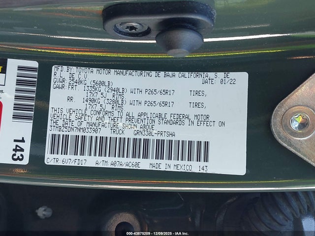 3TMBZ5DN7NM033907 Toyota Tacoma Trd Sport