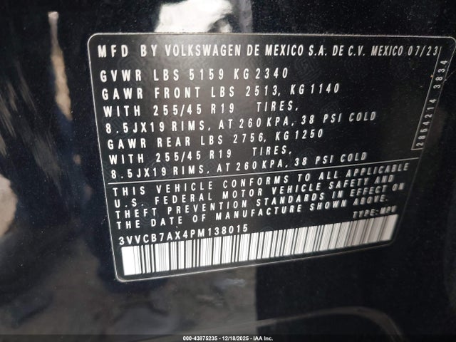 2023 VOLKSWAGEN TIGUAN 3VVCB7AX4PM138015 Photo 8