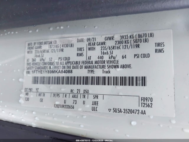Ford Transit-150 2021 1FTYE1Y89MKA84088 Image 9