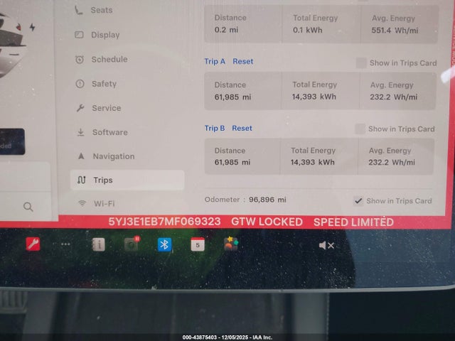 Aukcja sprzedaży 2021 Tesla Model 3 Long Range Dual Motor All-wheel Drive, vin: 5YJ3E1EB7MF069323, numer aukcji: 43875403