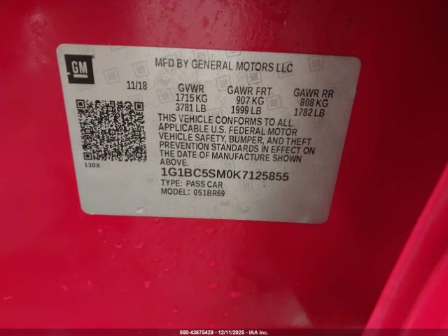 2019 CHEVROLET CRUZE 1G1BC5SM0K7125855 Photo 8