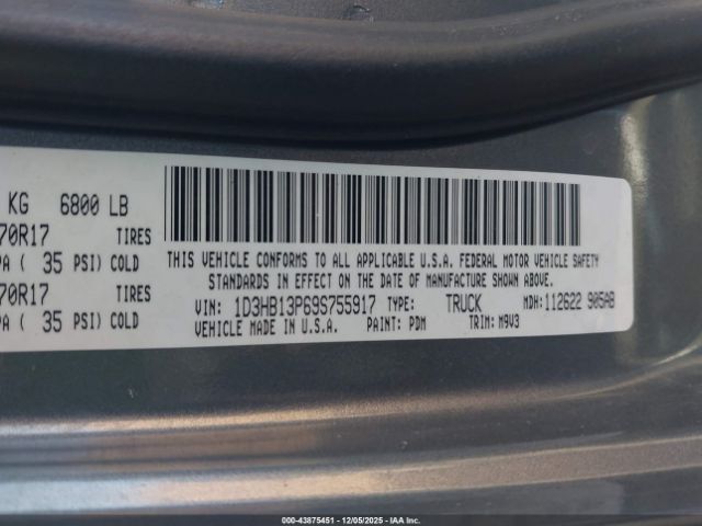 2009 DODGE RAM 1500 1D3HB13P69S755917 Photo 8