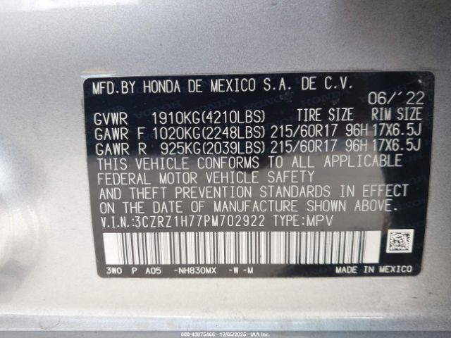 2023 HONDA HR-V 3CZRZ1H77PM702922 Photo 8